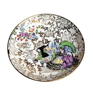 BCM Nelson Ware Pompadour Saucer Bowl Gold Gilt Floral England 4.75in Vtg